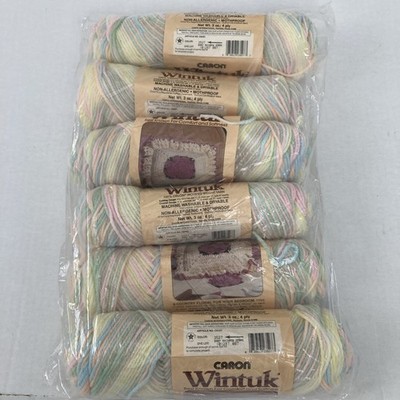 Caron Wintuk Worsted Weight Vintage Yarn, Lot Of 6 Baby Rainbow Ombré