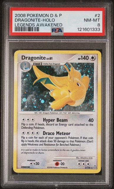 PSA 8 Dragonite 2/146 Legends Awakened Holo 2008 Pokemon TCG