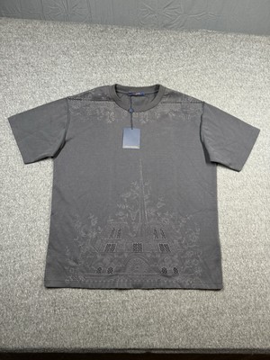 Louis Vuitton Mens T Shirt XL Gray Notre Dame Embroidered Negative 