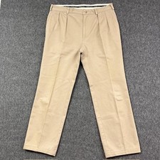 VTG Polo Ralph Lauren Chino Pants Mens 36x30 Khaki Pleated 100 Cotton Made USA