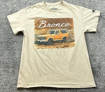 Ford Bronco Shirt Mens Medium Beige Classic Off-Road SUV Graphic Tee Tagless
