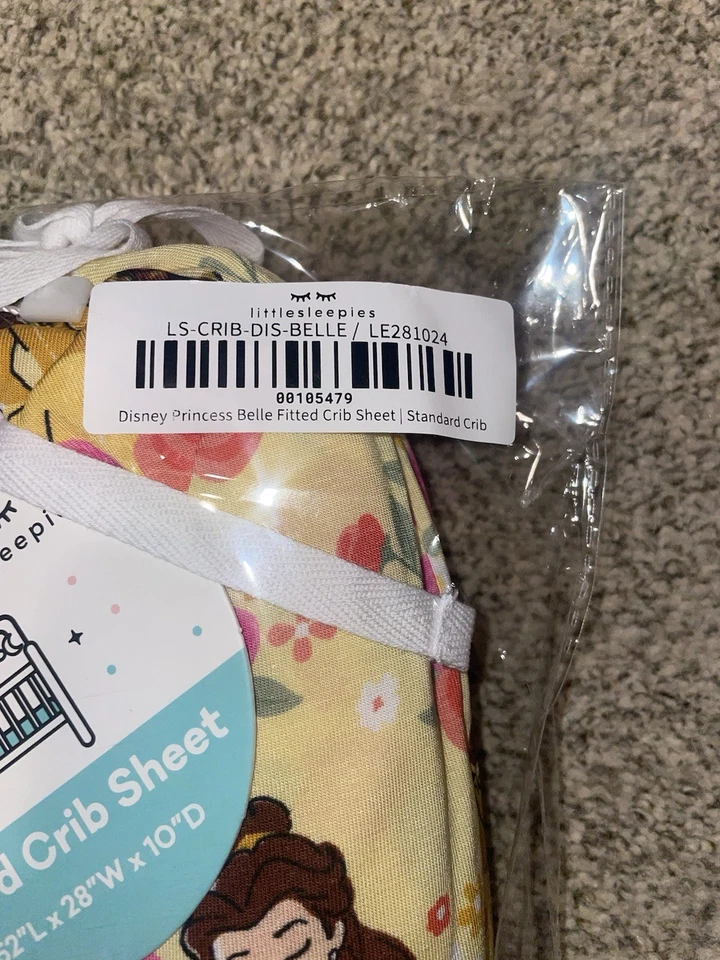 NUEVO Sábana bajera estándar ajustada Little Sleepies Disney Princesa Bella Foto 2 de 2