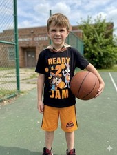 Space Jam Boys Hooded Top with Matching Shorts 2 Piece Outfit Size 8 Set