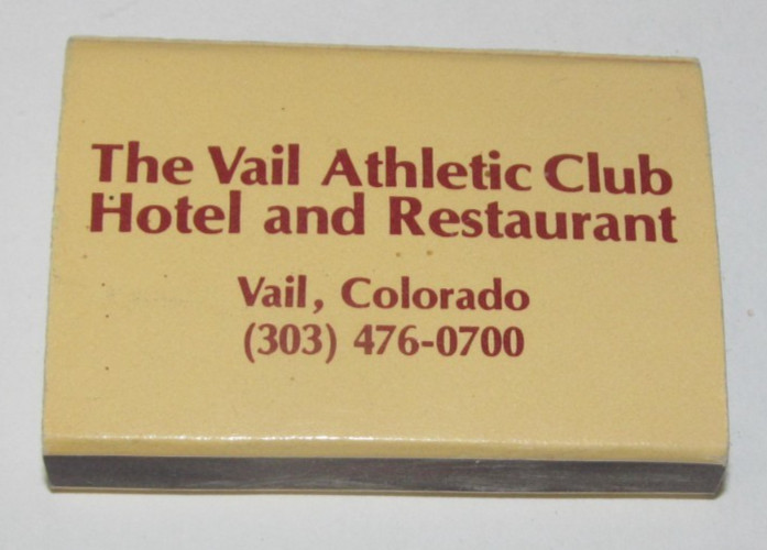 Vintage Matchbox Hotel & Restaurant Vail Athletic Club Colorado Advertising
