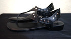 Vaneli black leather flat back buckle strap sandals women 8M — photo 2