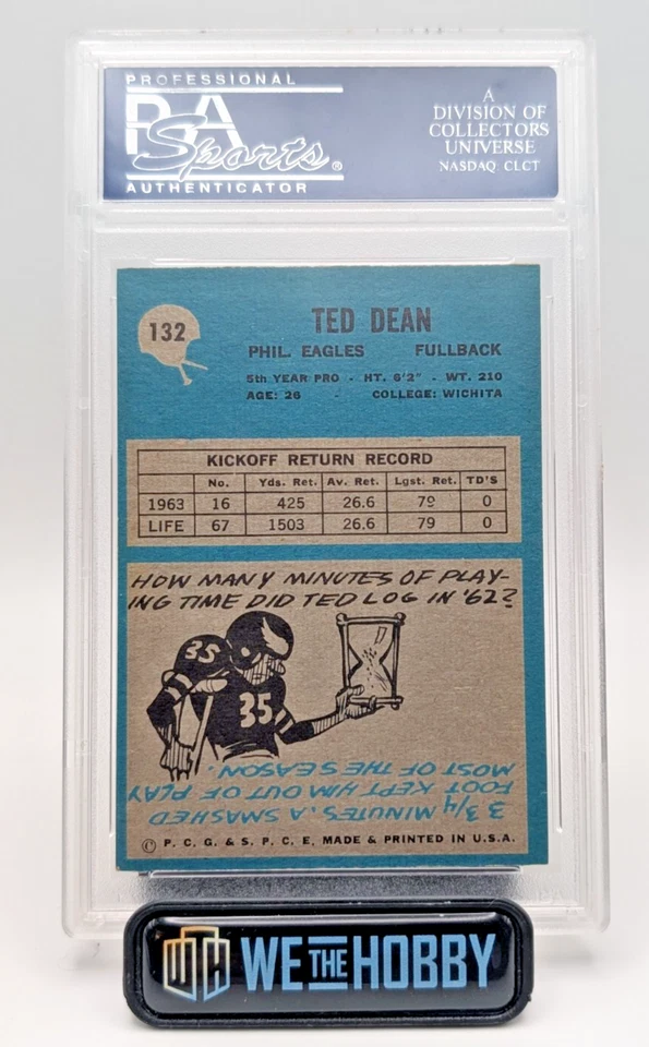 Ted Dean 1964 Philadelphia #132 PSA 8 Philadelphia Eagles Vintage - Image 2 of 2
