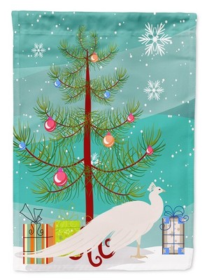Caroline's Treasures White Peacock Peafowl Christmas Garden Flag BB9293GF