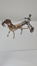 Silberfigur 925er Silber Skulptur – Pferd mit Sulky – Handarbeit – ca. 33 g