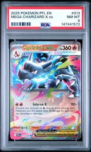 2025 POKEMON PFL EN-PHANTASMAL FLAMES #013 MEGA CHARIZARD X EX PSA 8