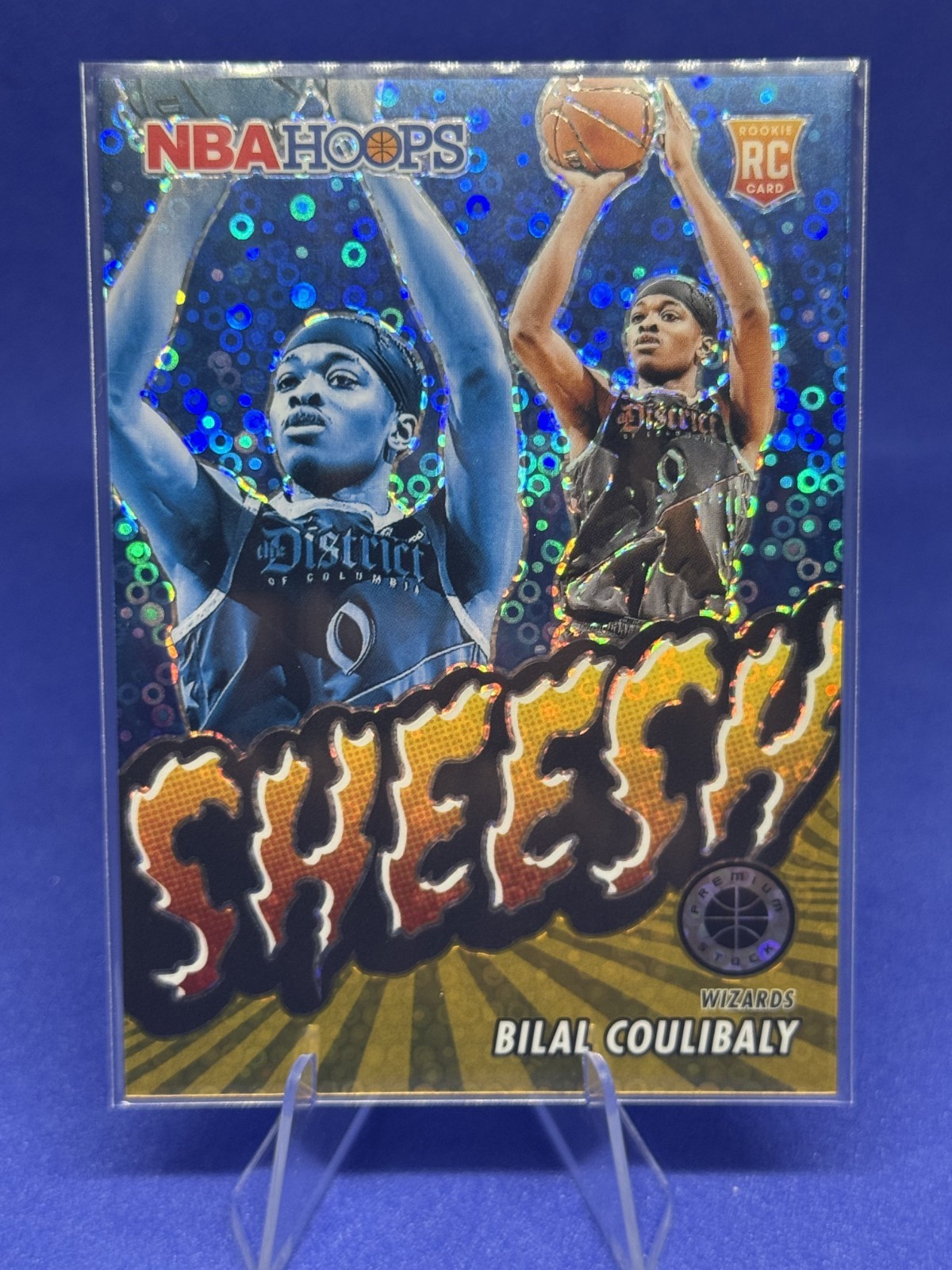 23-24 NBA Hoops Premium Stock Bilal Coulibaly Sheesh Disco Gold 08/10 RC Wizards