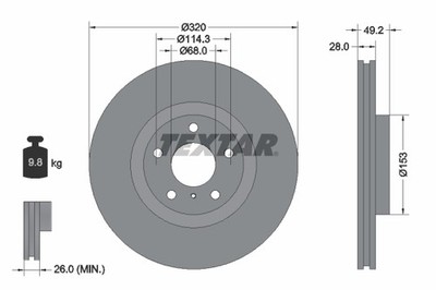 2 x TEXTAR 92162405 Bremsscheibe für INFINITI,NISSAN,NISSAN (DFAC)