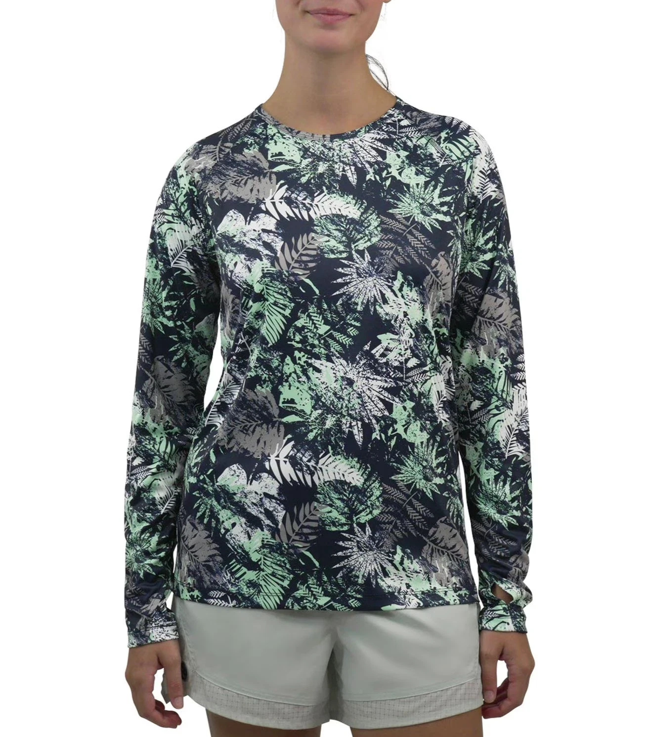 Reel Life Womens T-Shirt Size S Blue Long Sleeve UV Polyester Crewneck
