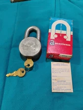 Vintage American H10 Series 10 LOCK w/ 2 Keys Padlock USA Hardened HIGH SECURITY