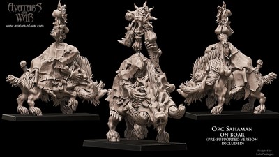 Figurine Chef Orque Noir Sur Sanglier - Orques Et Gobelins - Avatars Of Wars - Neuf