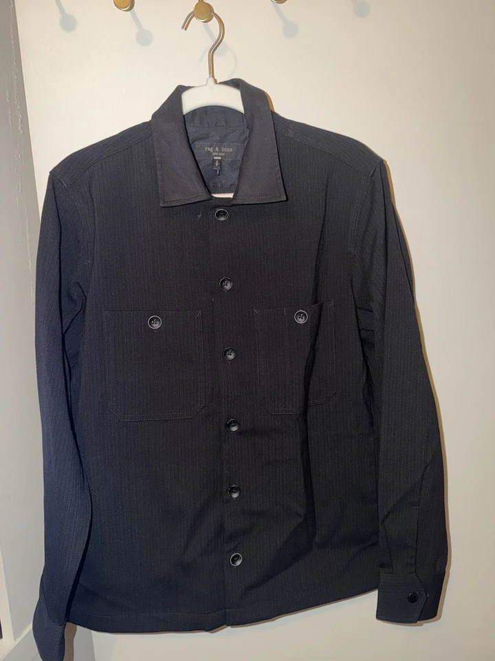 rag & bone  Small Men's Hyde Striped Wool-Blend Overshirt MSRP $598 NWT - Image 2 of 4