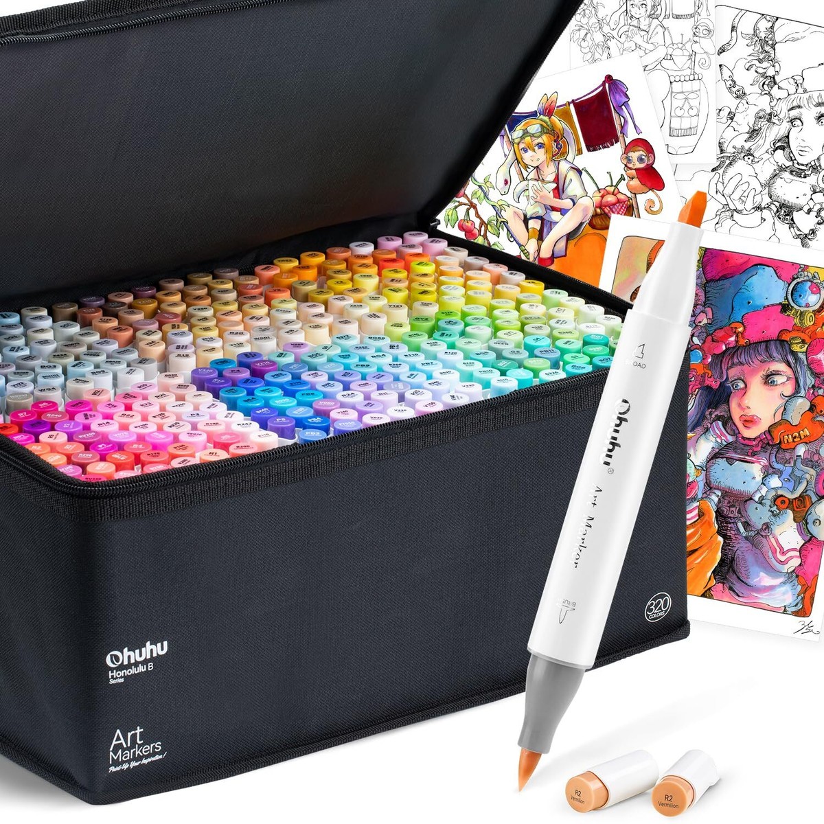 Ohuhu Illustration Marker Pen 320 Colors Brush/BOLD Type Honolulu