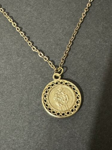 Vintage St John Gold Tone Medallion Pendant Catho… - image 1