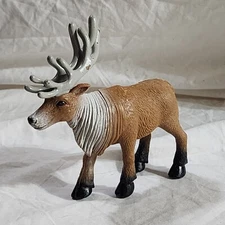 Ankyo Plastic ELK Animal Figure Brown & White Antlers 5.5" Cake Topper Toy