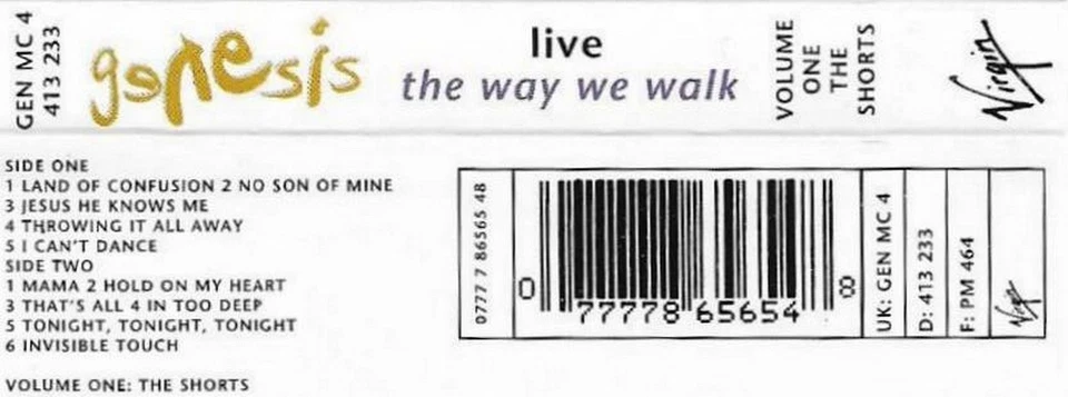 GENESIS LIVE THE WAY WE WALK VOL 1 SHORTS CASSETTE ALBUM POP ROCK PROG ROCK  - Image 4 of 4