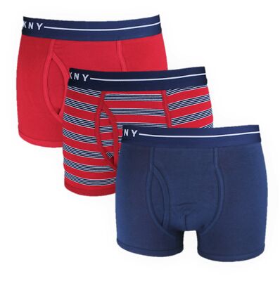 DKNY 3er Pack Herren Trunk Keyhole Größe S - XL Navy Red Stripe NEU