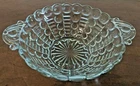Vintage Bubbles and Ladders W/ Scroll Handles 7.5" Clear Depression Glass Bowl