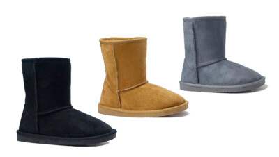 NEW Girls Classic Mid Snow Boots Winter Flat Heel Shoe Faux Fur-New 430K