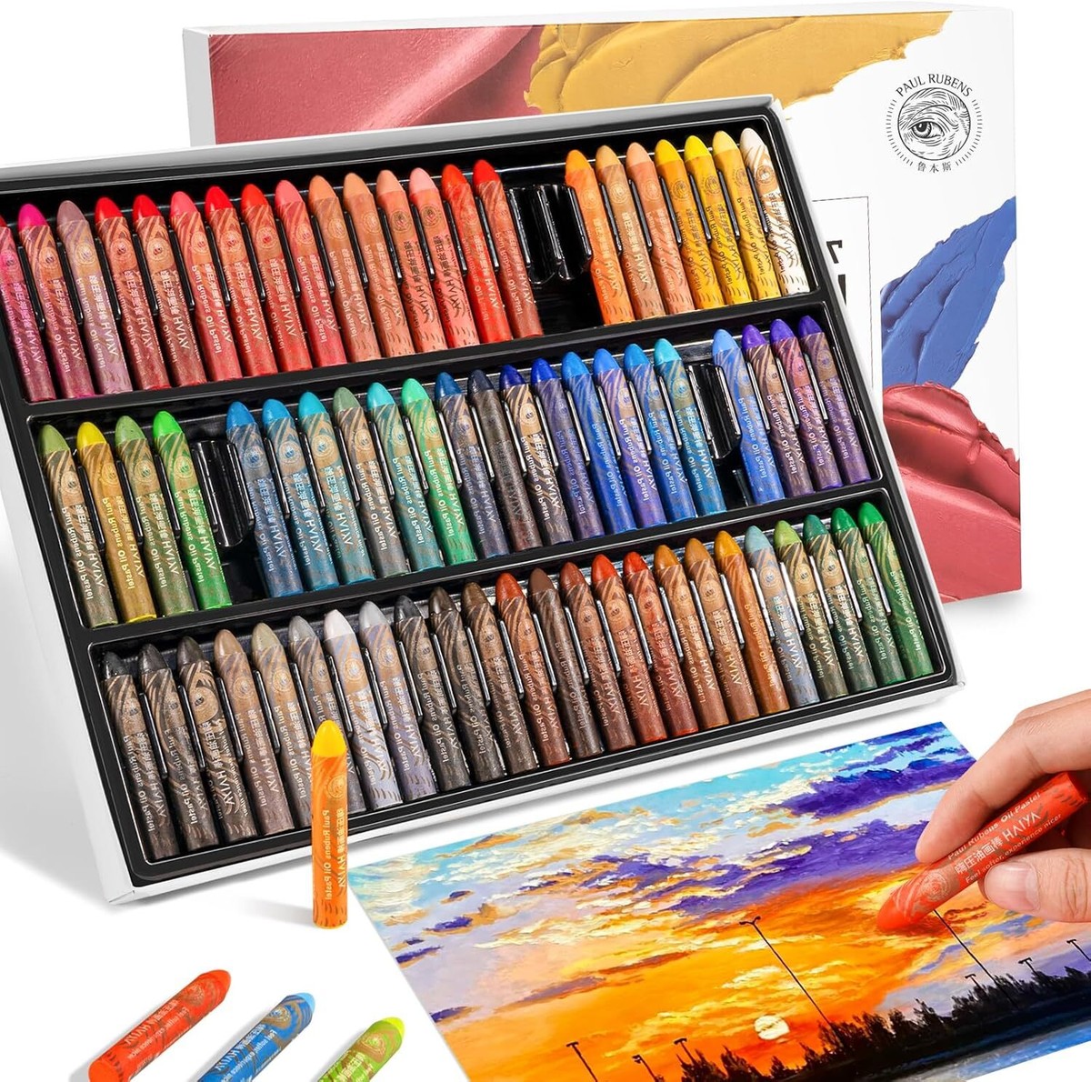 Paul Rubens Oil Pastel, 72 Vibrant Colors Soft Oil Pastel Set