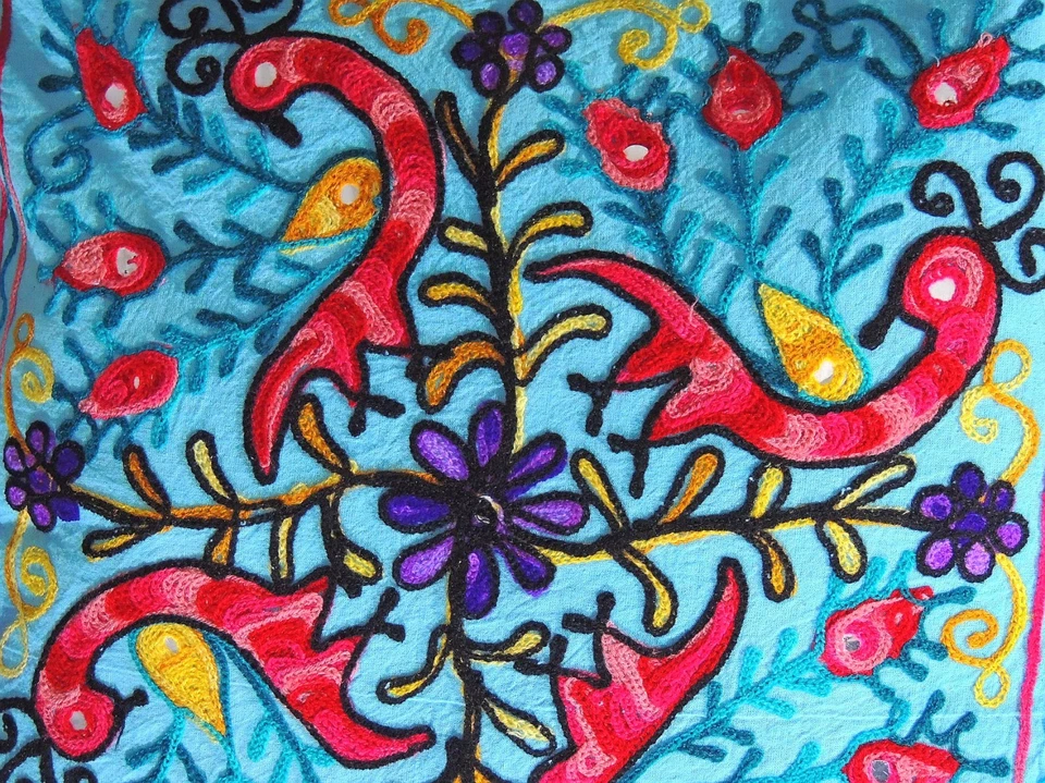 Blue Cube Peacock Floral Pouf Cover Living Room Ottoman Slipcover Footstool 16" - Image 3 of 3