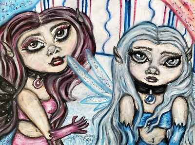 Pastel Goth Faeries KSams art gothic faery fairy abstract 8 x 10 SIGNED PRINT
