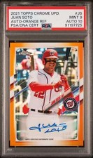 2021 Topps Chrome Update Juan Soto #CUSA-JS 02/25 Orange Refractor PSA 9 AUTO 10