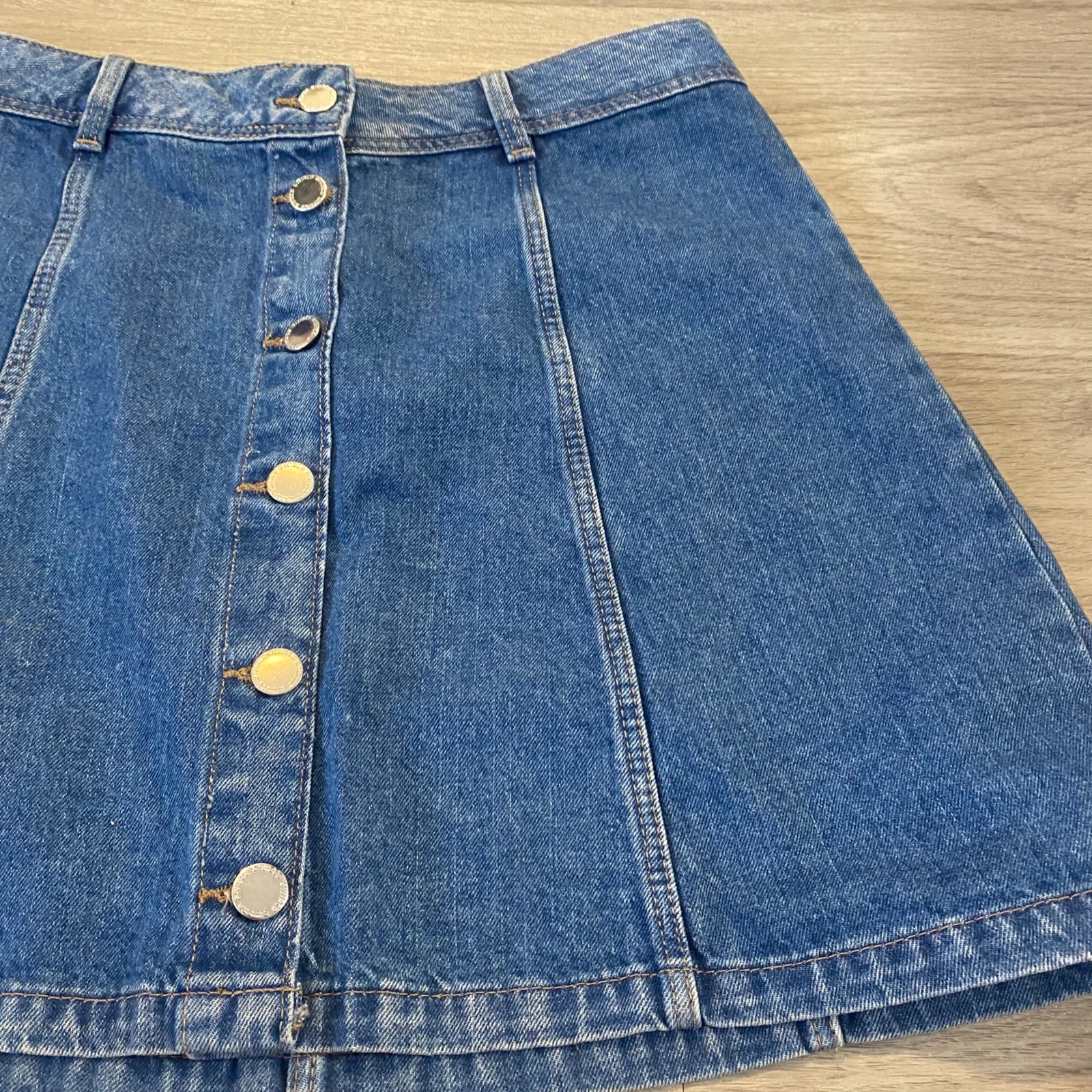 Divided denim button down mini skirt 100% cotton … - image 3