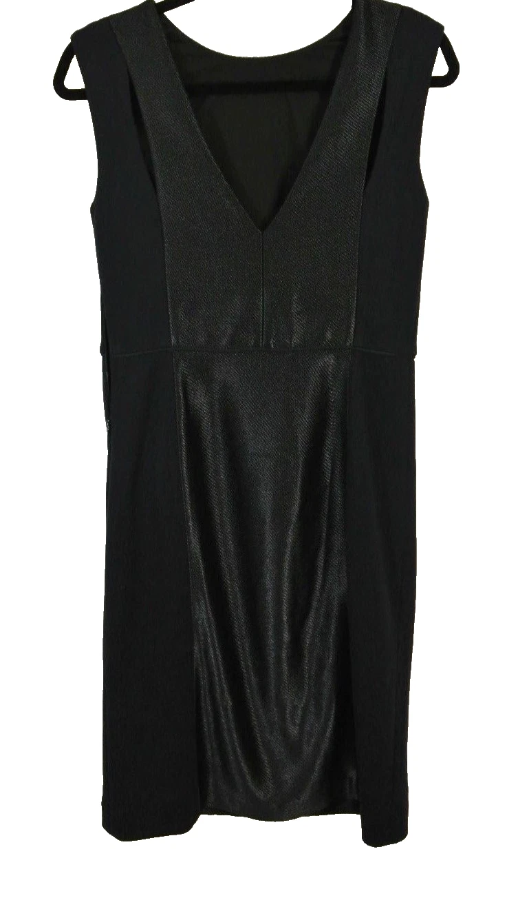 NUOVO abito tubino Tory Burch 'Ivana' tecnica mista blu navy nero taglia S #D201