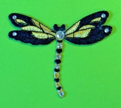 4pc Lot Rhinestone Patch Dragonfly Iron On Sew Applique Embellishment Decoration