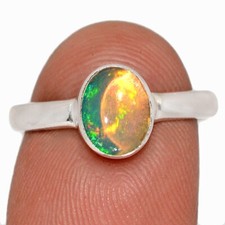 Natural Ethiopian Opal 925 Sterling Silver Ring Jewelry s.8 CR71761