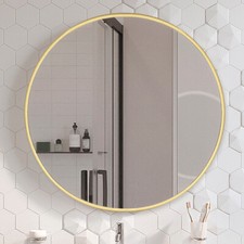 Industrial 50cm Gold Round Wall-Mounted Vanity Mirror - Home Bathroom Glass