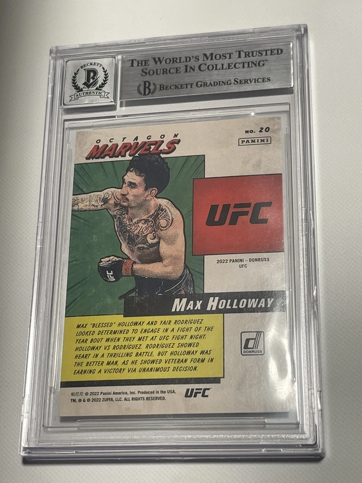 Max Holloway Signed UFC Donruss Octagon Marvels Card IP Slabbed Beckett BAS c - Image 2 of 3