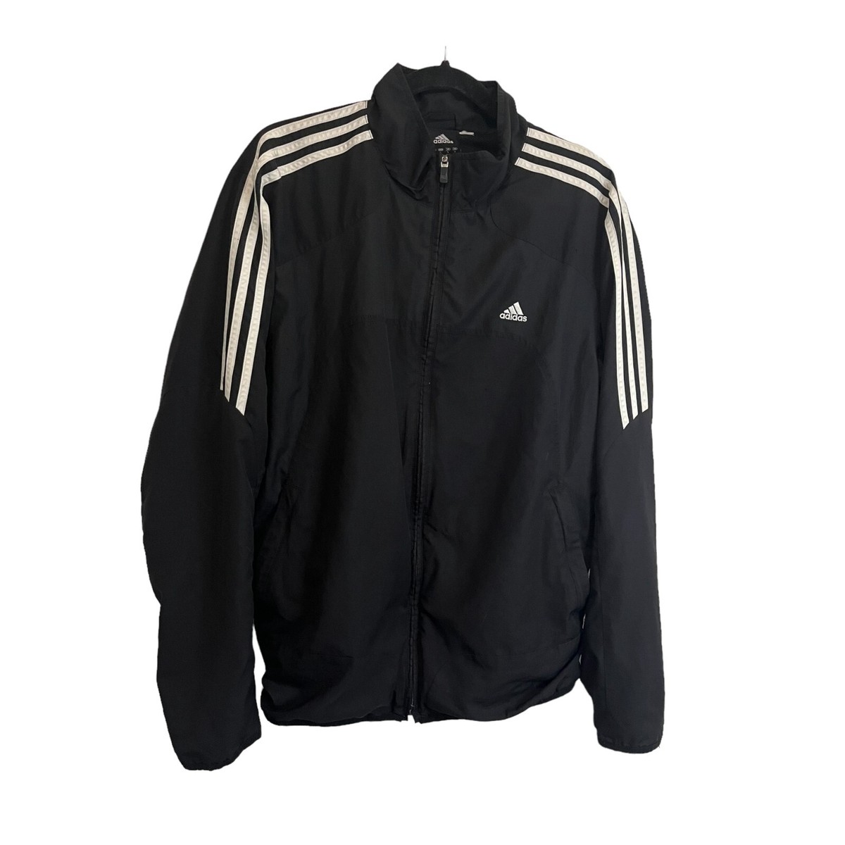Adidas Triple 3 Stripes Black White Full Zip Windbreaker