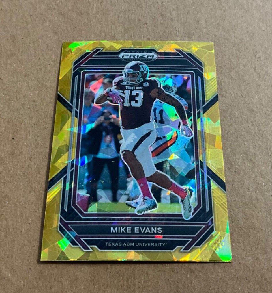 2023 Panini Prizm Draft Picks 77 Mike Evans Gold Cracked Ice Prizm Texas A&M