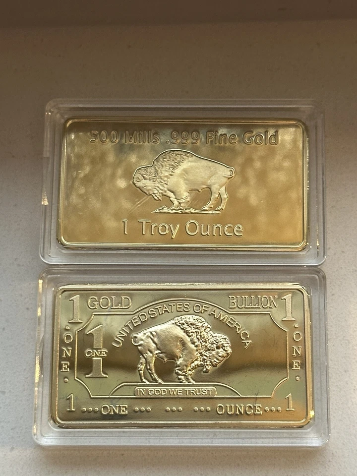 1 OZ -500MILLS GOLD BUFFALO BULLION BARS .999 FINE GOLD - Image 3 of 4
