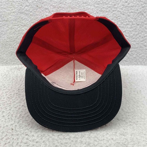 VTG Land O Lakes Feed Blockhead Hat Mens Snapback Red Black Farm Advertising USA - Picture 6 of 9