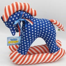 Vintage Plush Good Stuff Brand Red White Blue Fabric 10 Rocking Horse