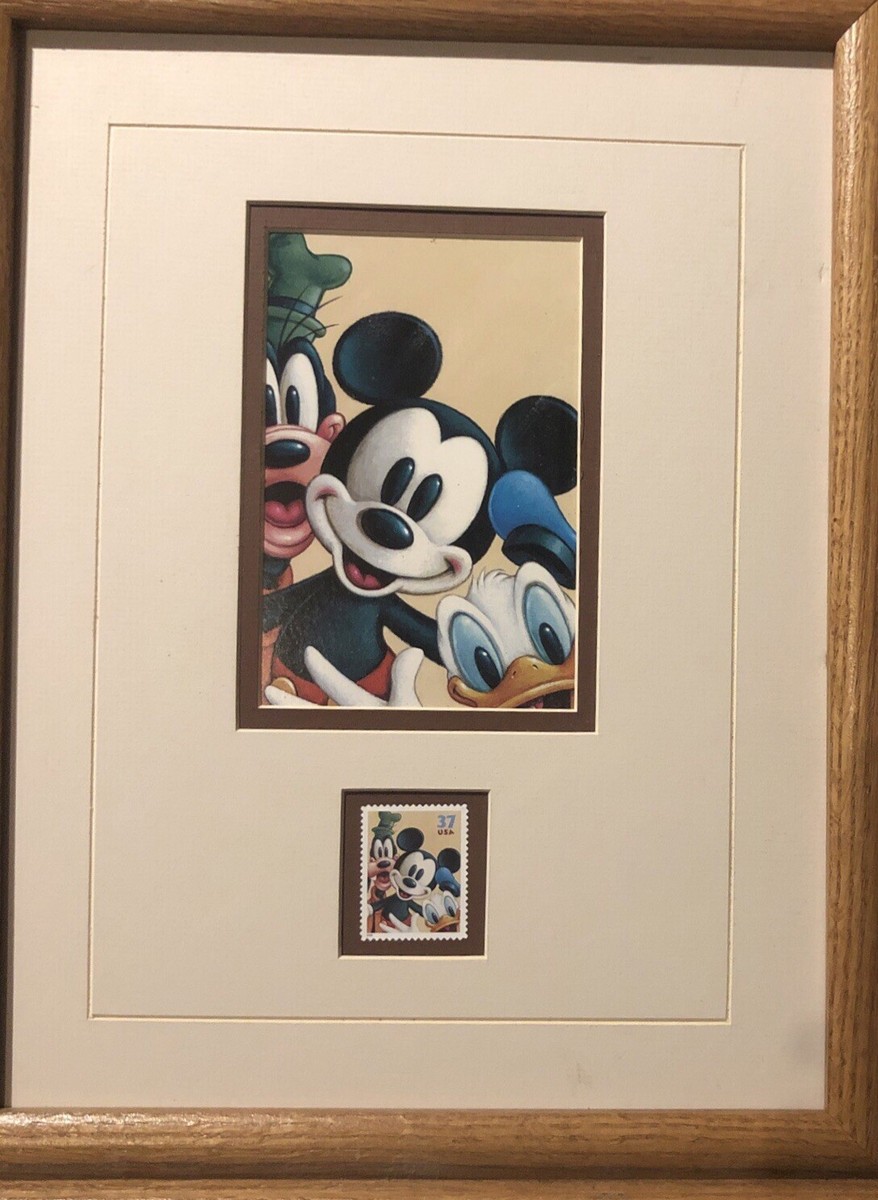 Disney USPS The Art of Disney Framed Stamp Litho Goofy Mickey