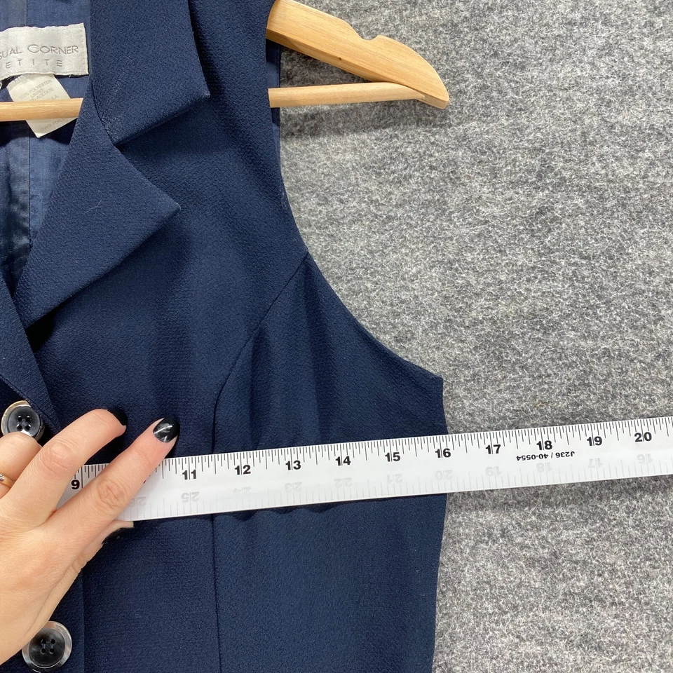 Casual Corner Shirt Dress Women 4P Petite Blue Midi Collared Sleeveless Button - Image 3 of 4