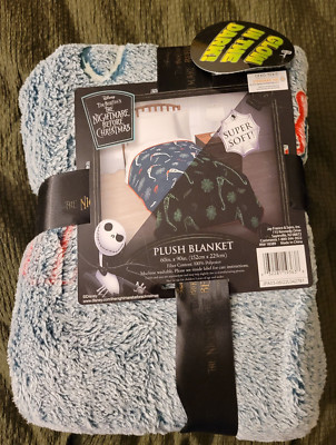 The Nightmare Before Christmas Glow In The Dark Plush Blanket 60'' x 90'' NWT