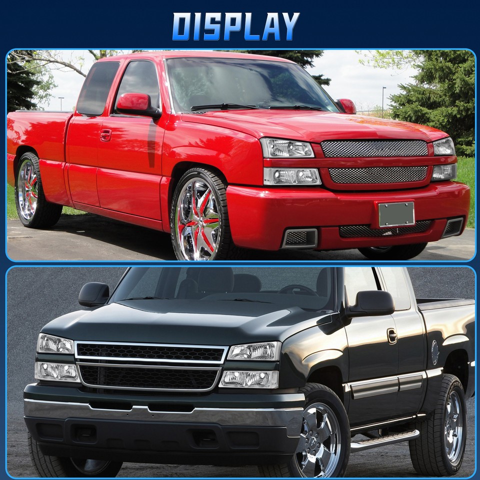 For 2003-2006 Chevy Silverado Chrome Headlights Bumper Signal Amber W/LED Tube E - Foto 8