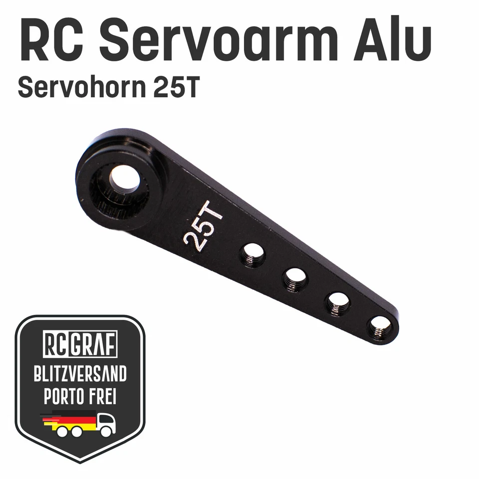 RC Servoarm Servohorn Crank 25T Servohebel Alu Rot Blau Schwarz - Bild 2 von 4