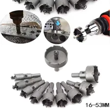 10 Carbide Tip TCT Hole Saw Cutter Drill Bit Set For Stainless Steel Metal Alloy
