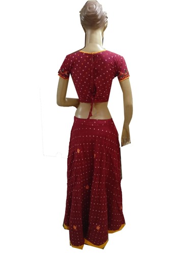 Om Vintage Indian 100% Cotton Kutuch Work Gujarati Lehenga Choli Red LP34 - Picture 5 of 12