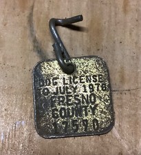 1976 Fresno County, California CA Dog License Tag Steel