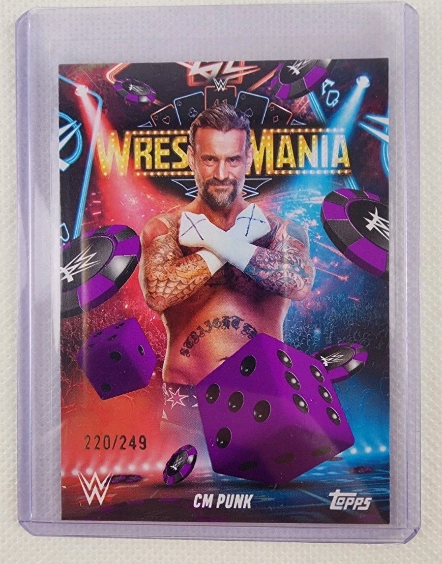 WWE WrestleMania 41 Topps CM Punk 220/249 Purple Limited Exclusive Trading  Card